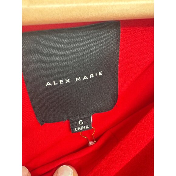 Alex Marie Red Sheath Dress Size 6 lined 3/4 Sleeves Boatneck new $129 - Picture 3 of 6
